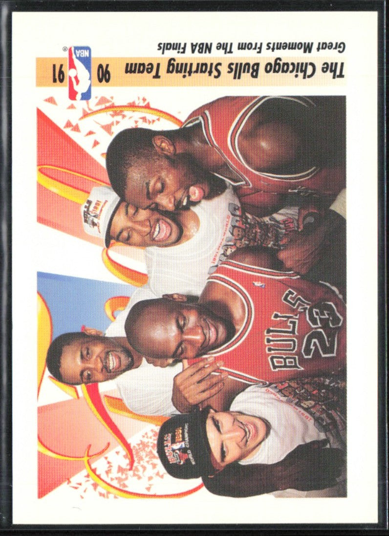 The Chicago Bulls Starting Team Jordan 1991 SkyBox #337 Chicago Bulls