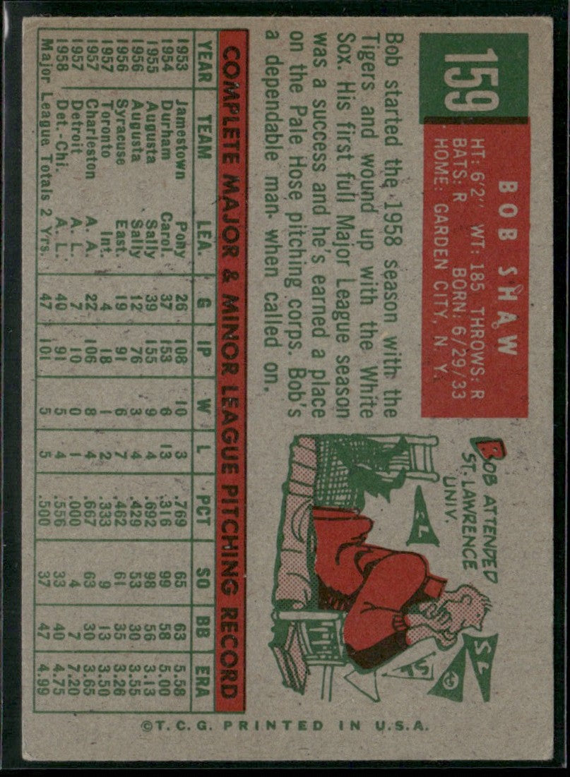 Bob Shaw 1959 Topps #159 Chicago White Sox