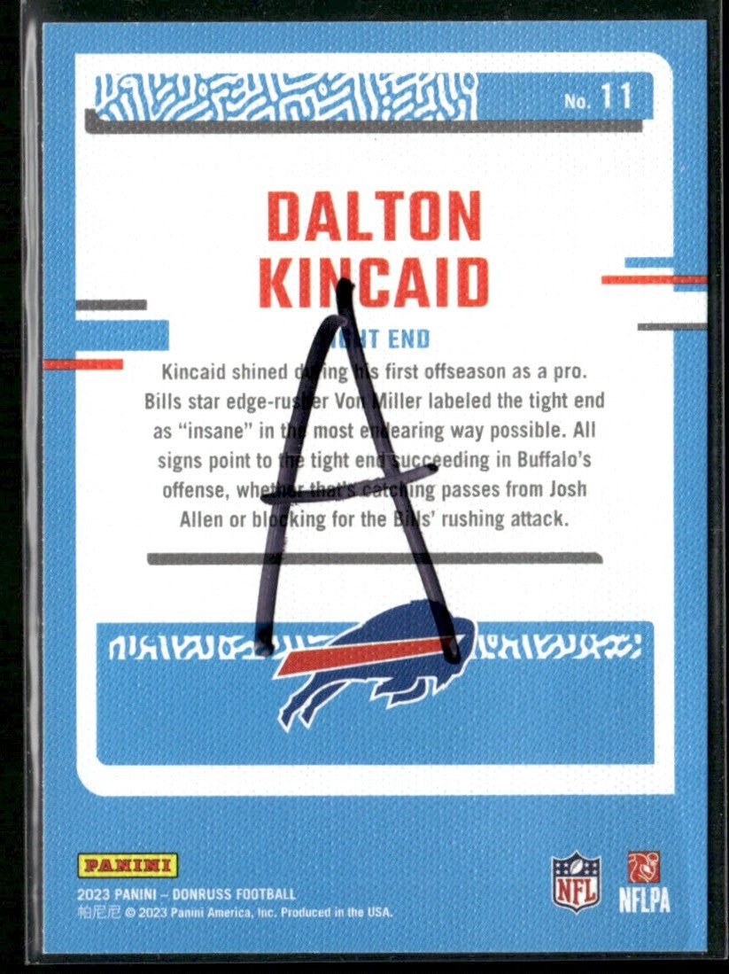 Dalton Kincaid 2023 Panini Donruss Rated Rookie Portrait RC #11 Buffalo Bills