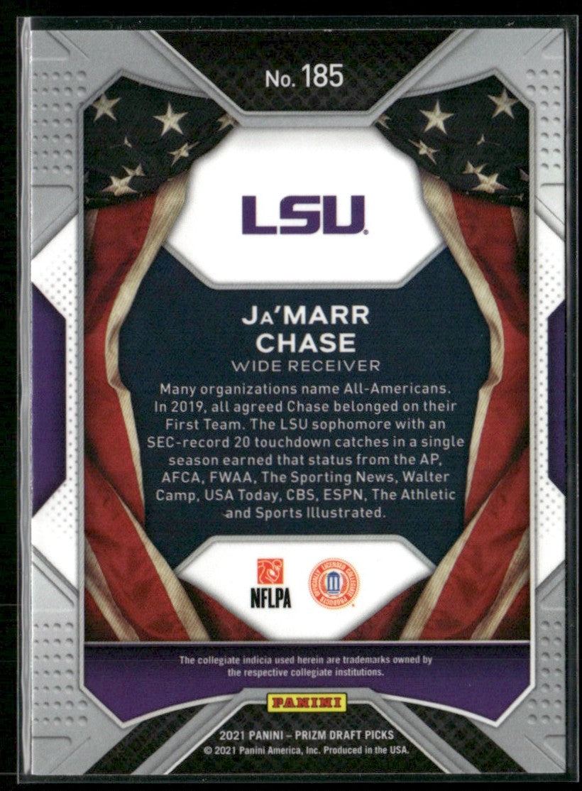 Ja'Marr Chase 2021 Panini Prizm Draft Picks All-Americans RC #185 LSU Tigers