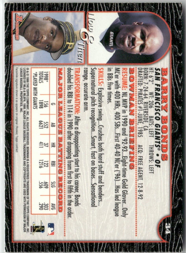 Barry Bonds 1999 Bowman International #34 San Francisco Giants