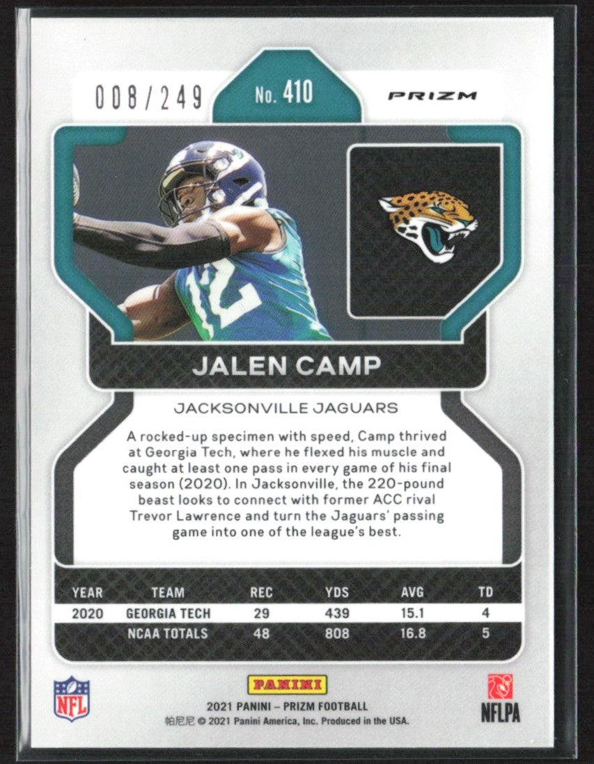 Jalen Camp 2021 Panini Prizm Orange RC /249 #410 Jacksonville Jaguars
