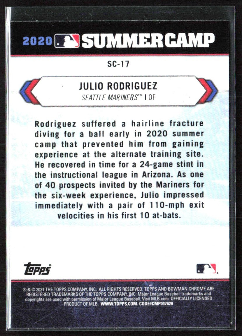 Julio Rodriguez 2021 Bowman Chrome 2020 Summer Camp #SC-17 Seattle Mariners