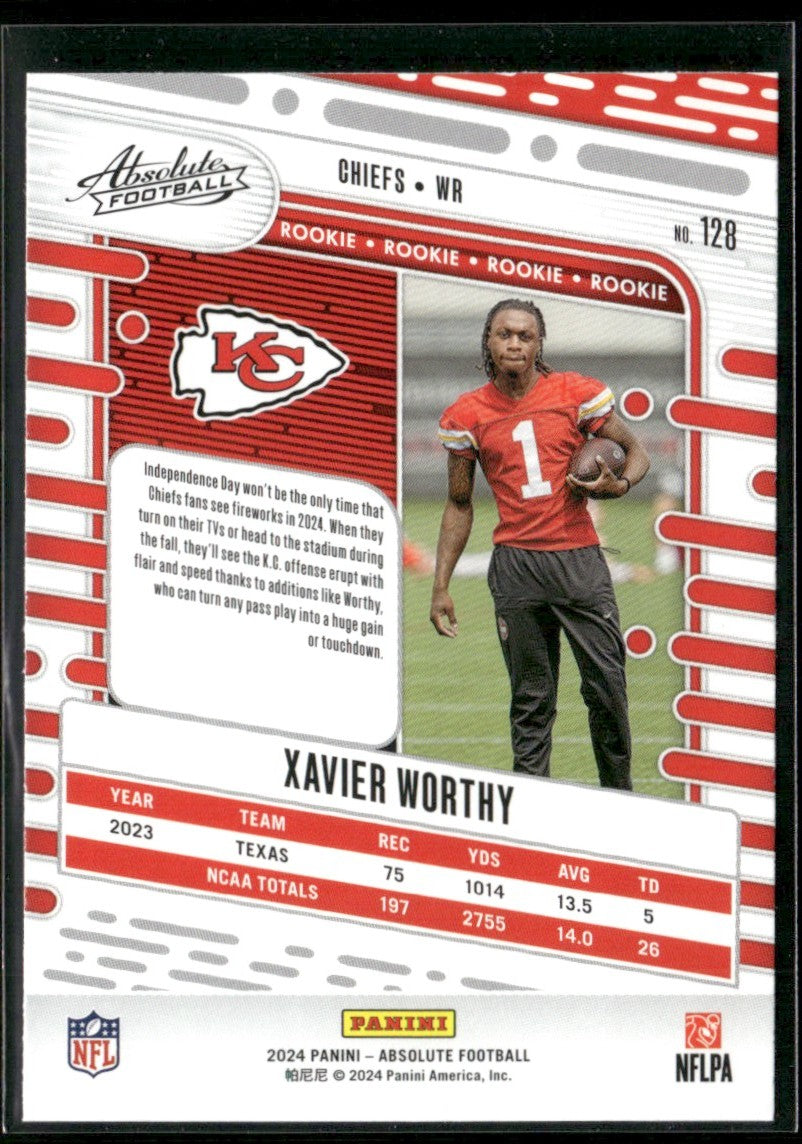 Xavier Worthy 2024 Panini Absolute RC #128 Kansas City Chiefs