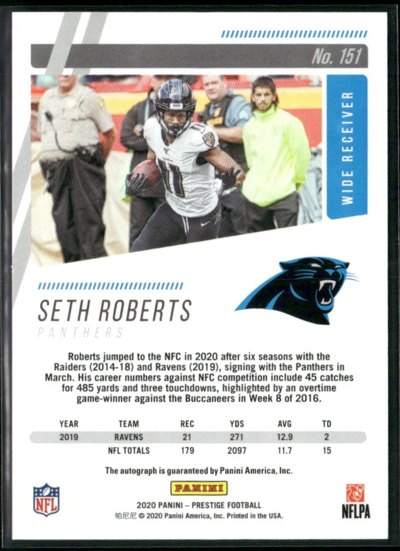 Seth Roberts 2020 Panini Prestige Xtra Points Signatures Blue AUTO #151