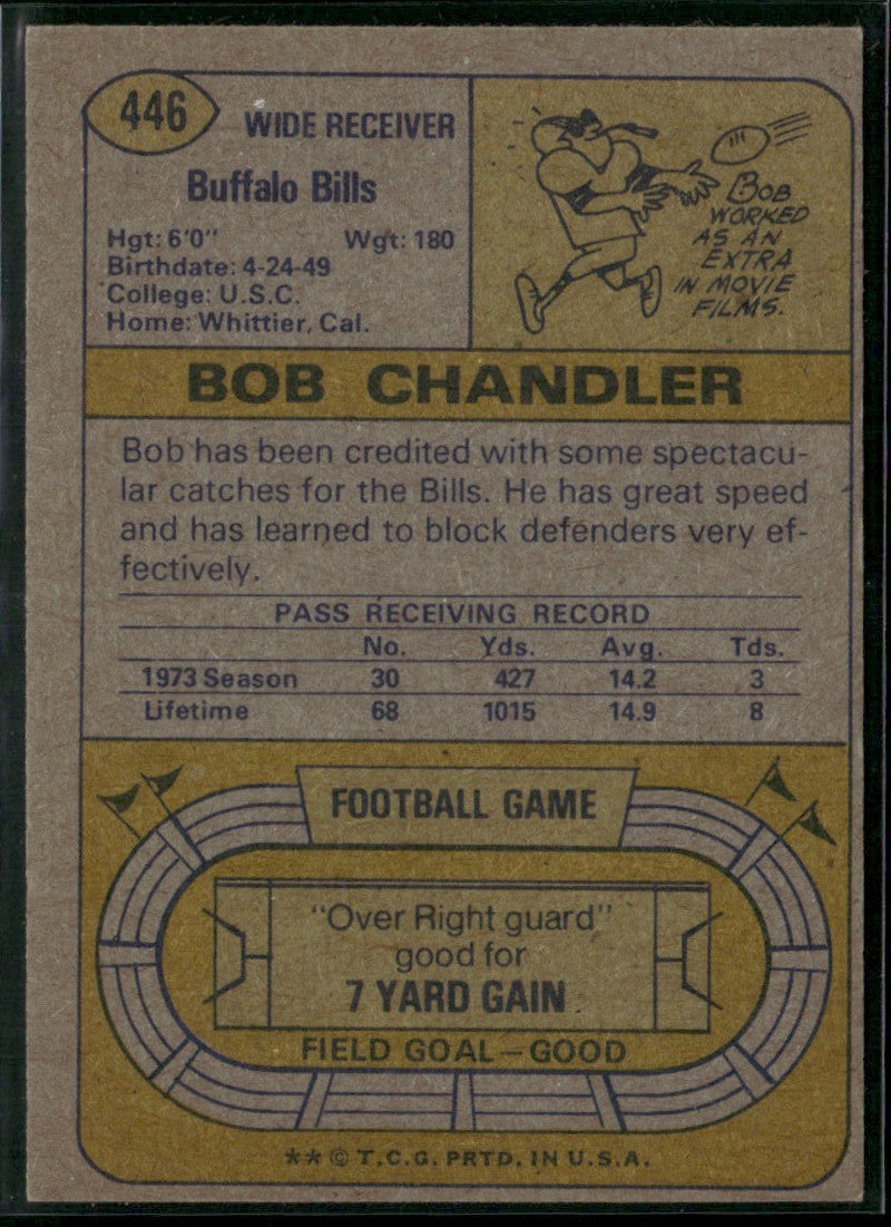 Bob Chandler 1974 Topps #446 Buffalo Bills