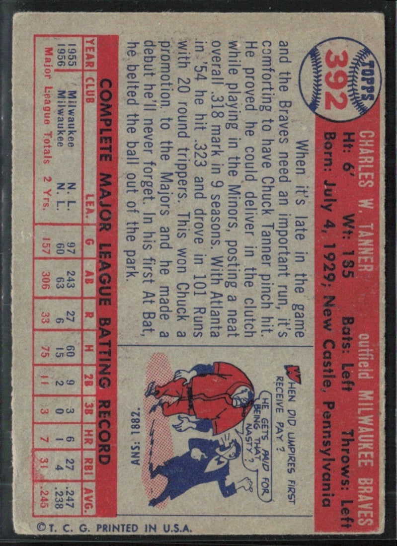Chuck Tanner 1957 Topps #392 Milwaukee Braves