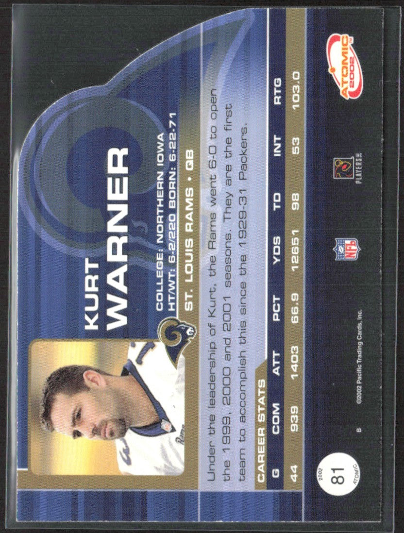 Kurt Warner 2002 Pacific Atomic #81 St. Louis Rams