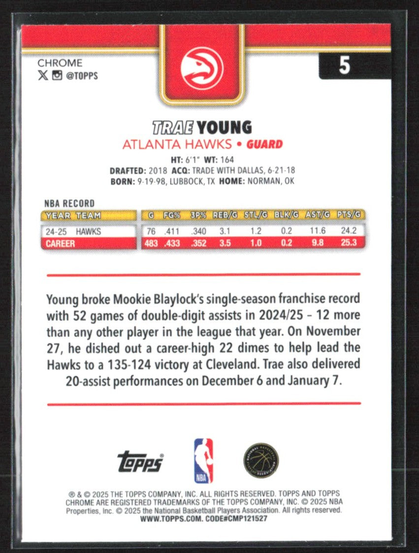 Trae Young 2025 Topps Chrome Pulsar Refractor #5 Atlanta Hawks