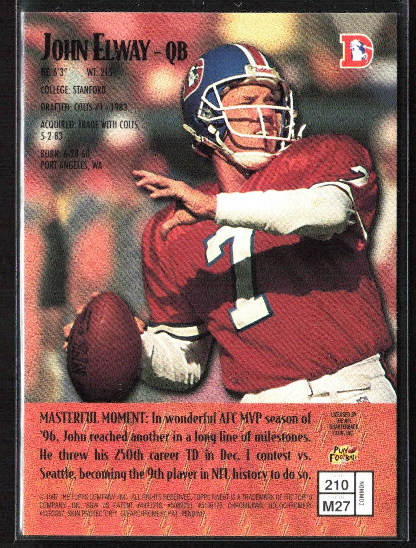 John Elway 1997 Topps Finest Masters #210 Denver Broncos