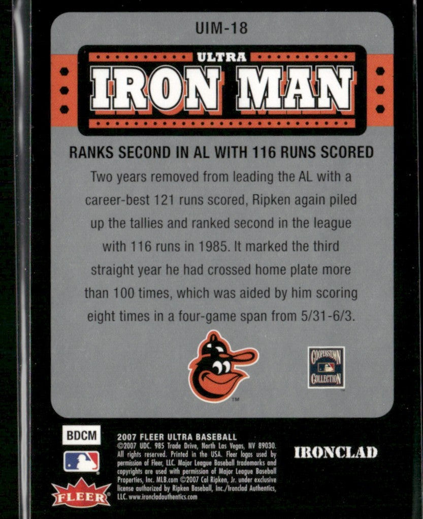 Cal Ripken Jr. 2007 Fleer Ultra Iron Man #UIM-18 Baltimore Orioles