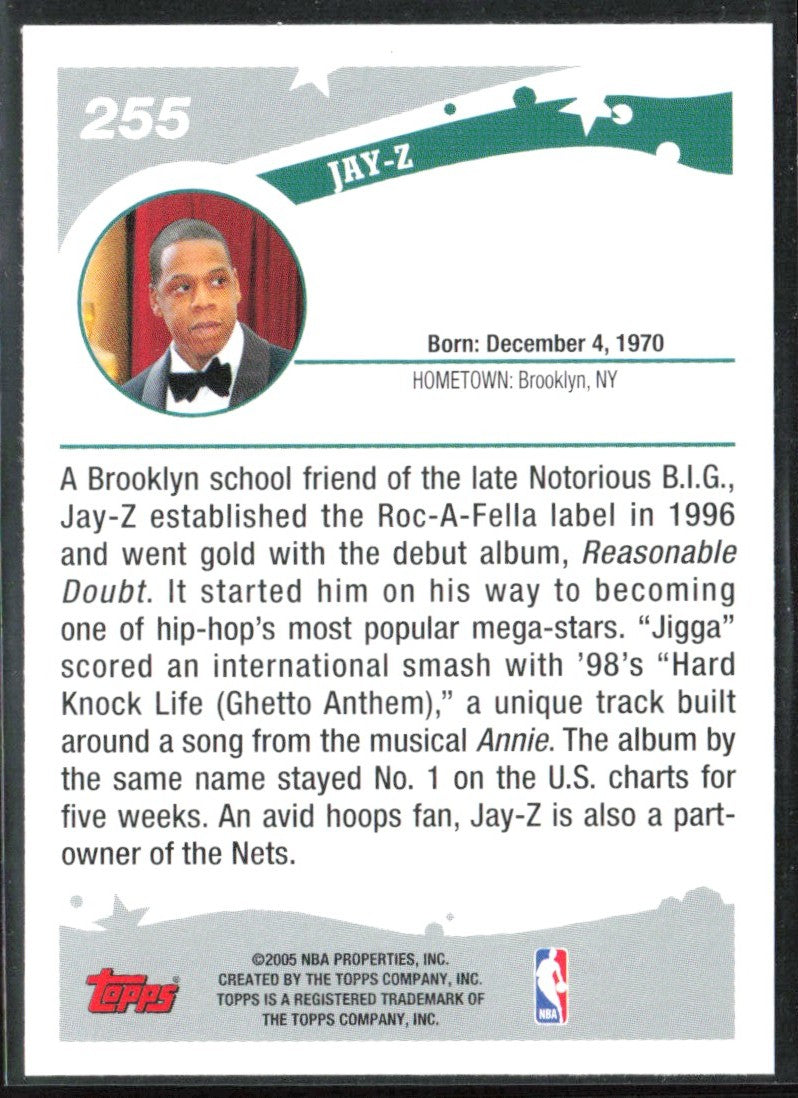 Jay-Z 2005 Topps RC #255