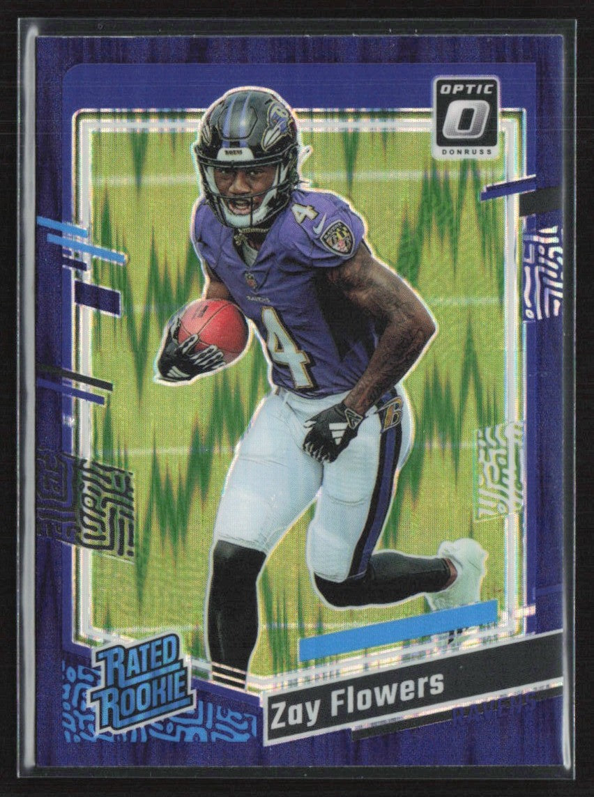 Zay Flowers 2023 Donruss Optic Purple Shock RC #210 Baltimore Ravens