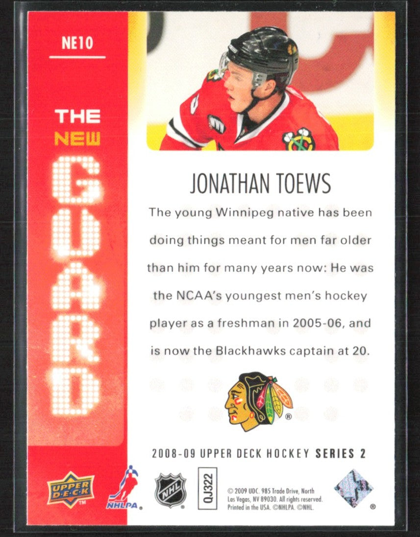 Jonathan Toews 2008 Upper Deck The New Guard #NE10 Chicago Blackhawks