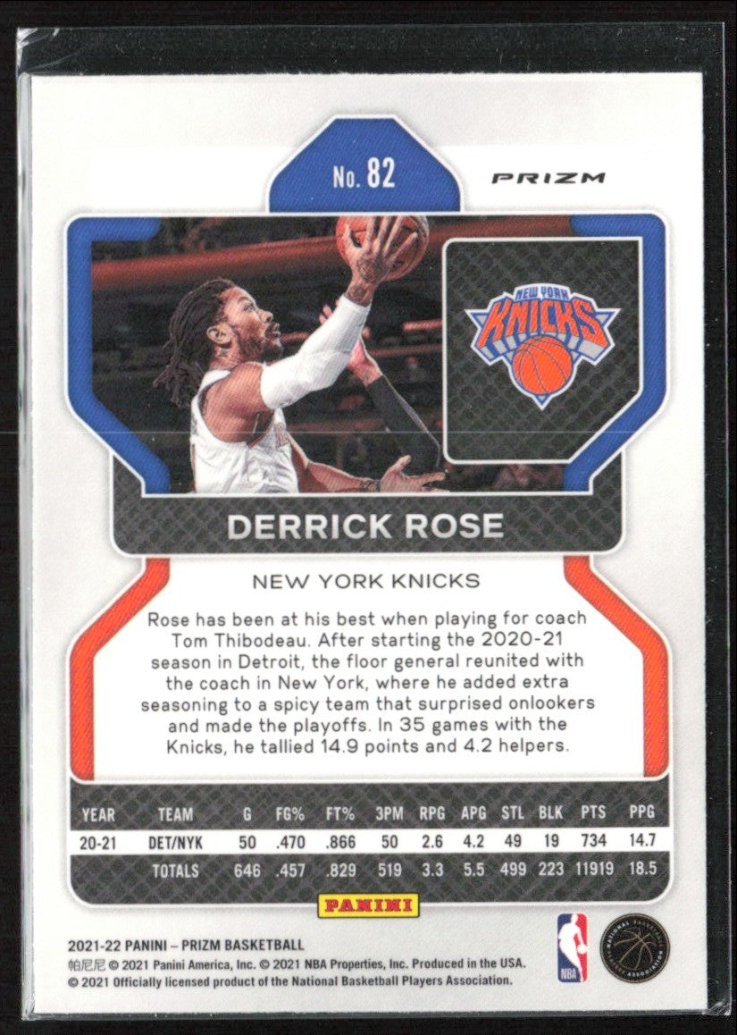 Derrick Rose 2021 Panini Prizm Ruby Wave #82 New York Knicks