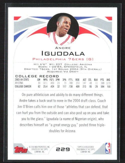 Andre Iguodala 2004 Topps RC #229 Philadelphia 76ers