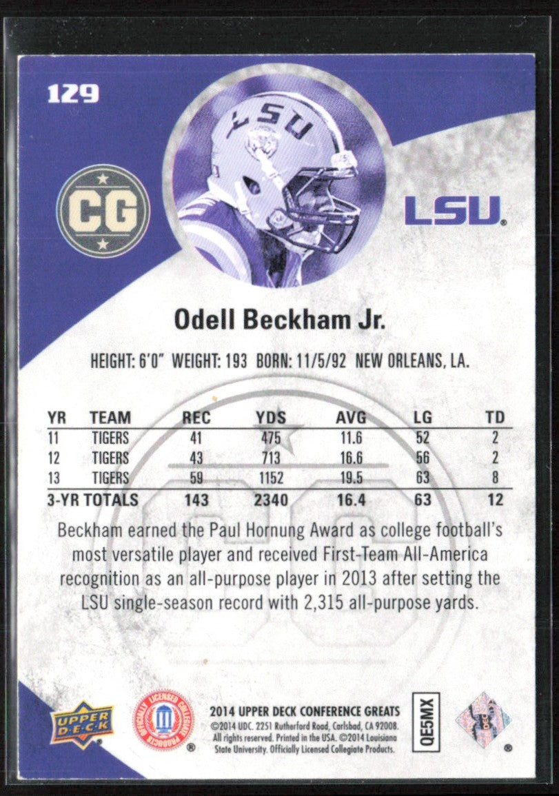 Odell Beckham Jr. 2014 Upper Deck Conference Greats RC #129 LSU Tigers