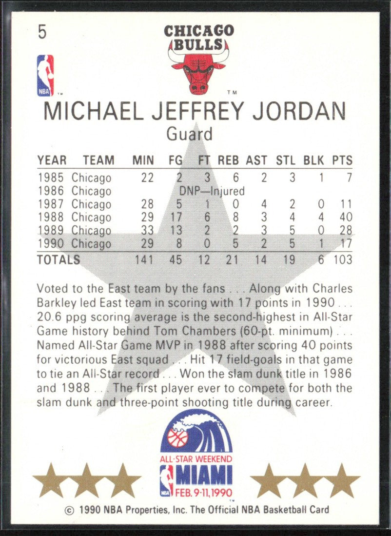 Michael Jordan 1990 NBA Hoops #5 Chicago Bulls