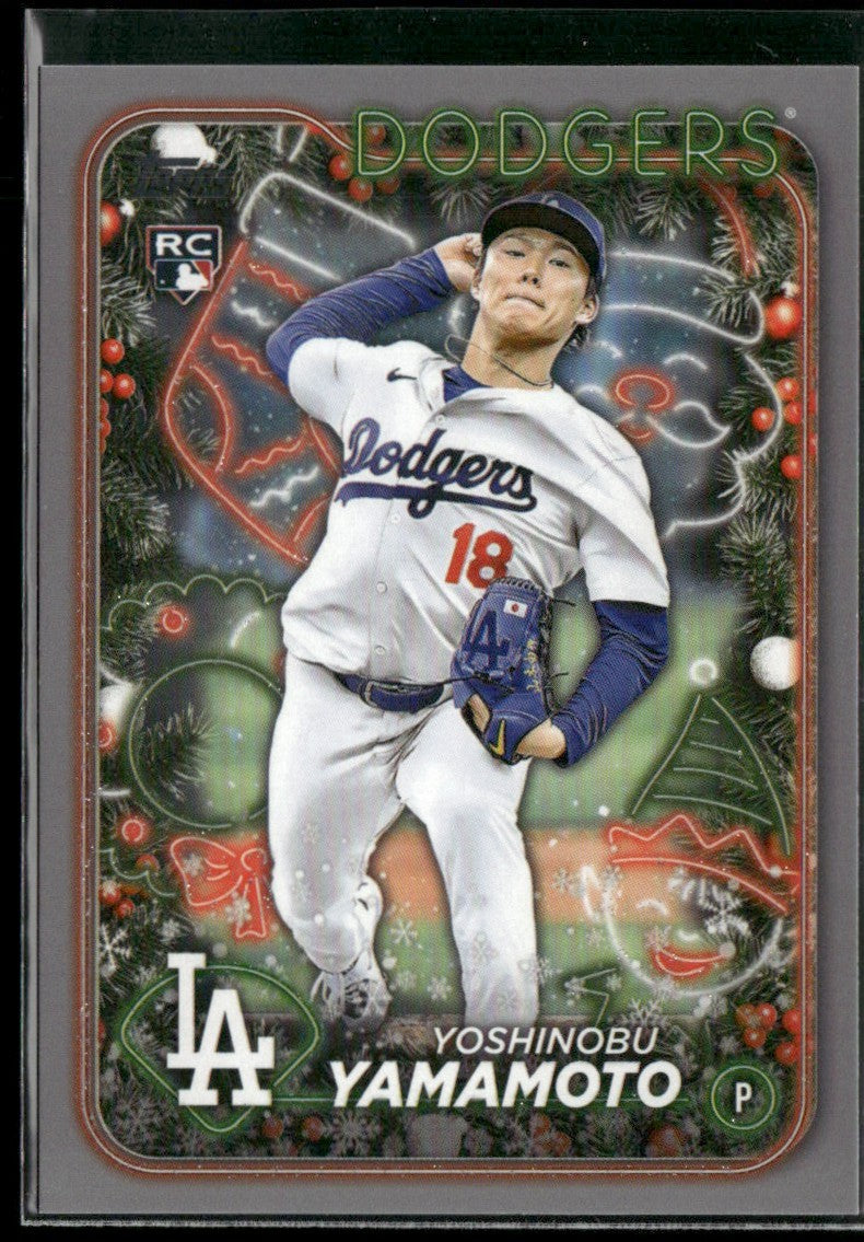 Yoshinobu Yamamoto 2024 Topps Holiday Silver Glitter RC #H88 Los Angeles Dodgers