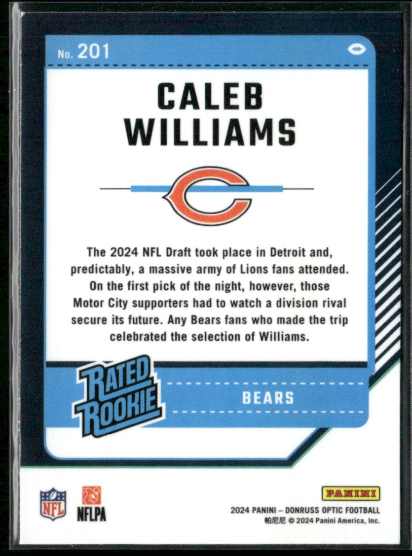 Caleb Williams 2024 Donruss Optic RC #201 Chicago Bears