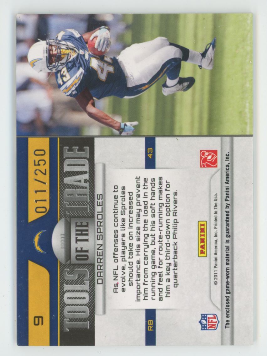 Darren Sproles 2011 Panini Absolute Memorabilia Tools of the Trade /250 Jersey