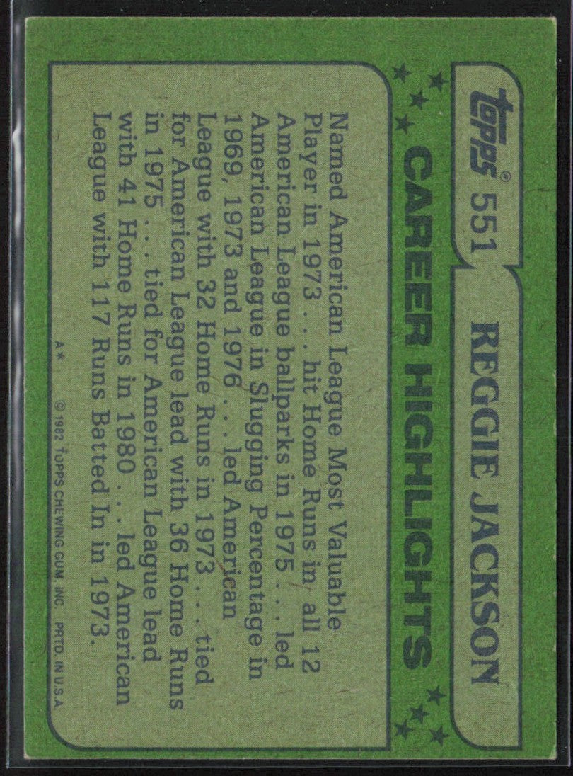 Reggie Jackson 1982 Topps All-Star #551 New York Yankees