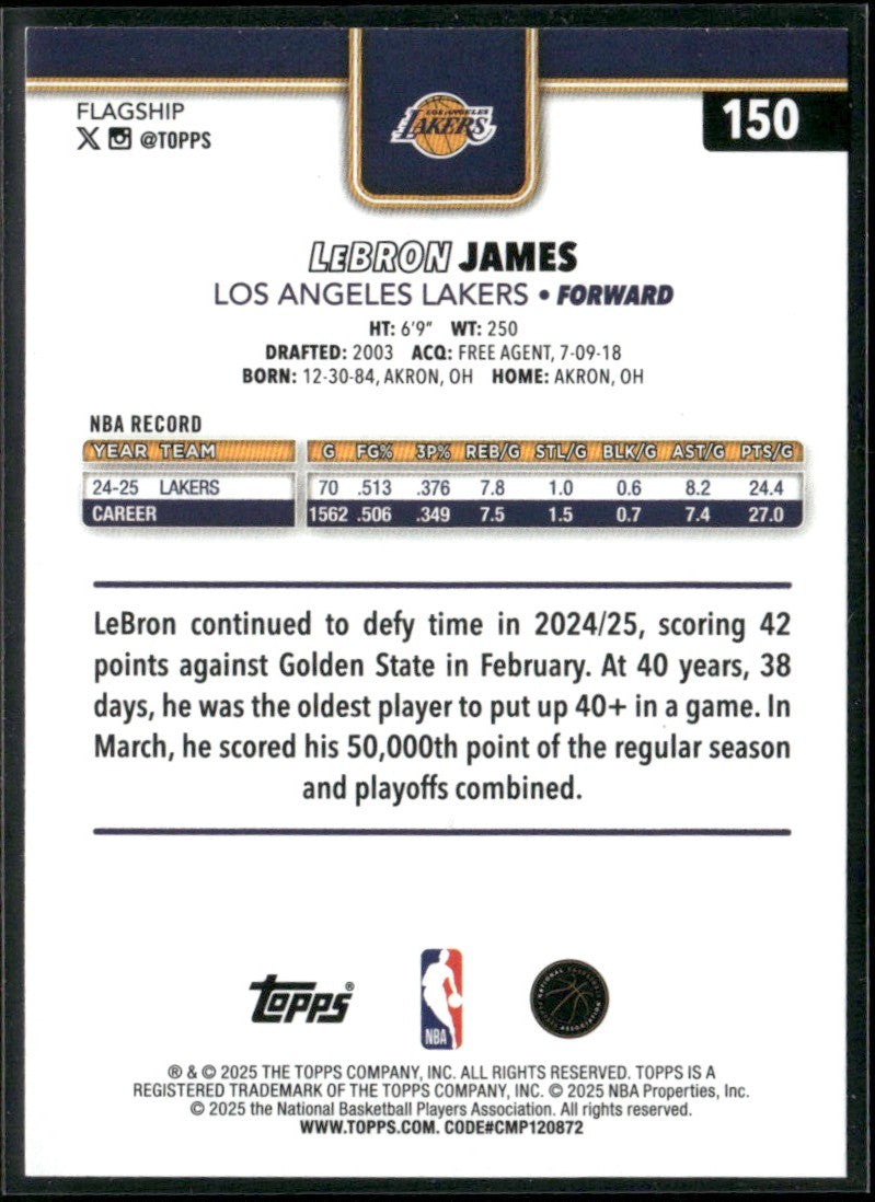 LeBron James 2025 Topps Season Tip-Off #150 Los Angeles Lakers