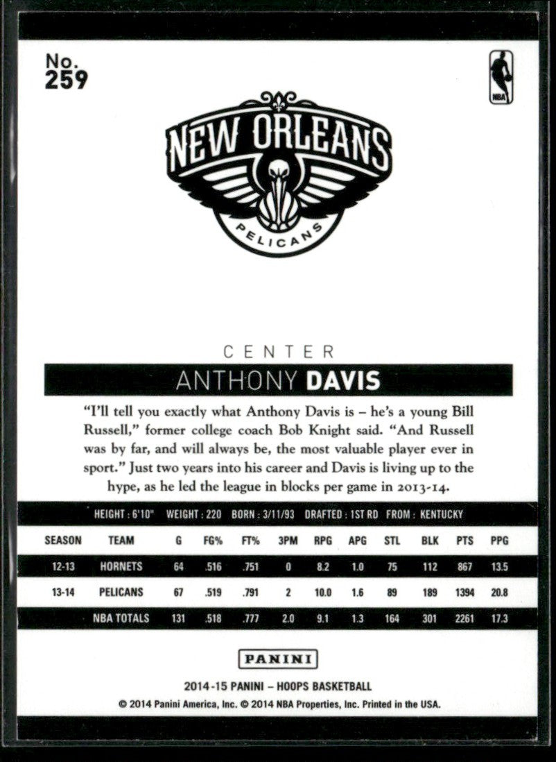 Anthony Davis 2014 Hoops #259 New Orleans Pelicans