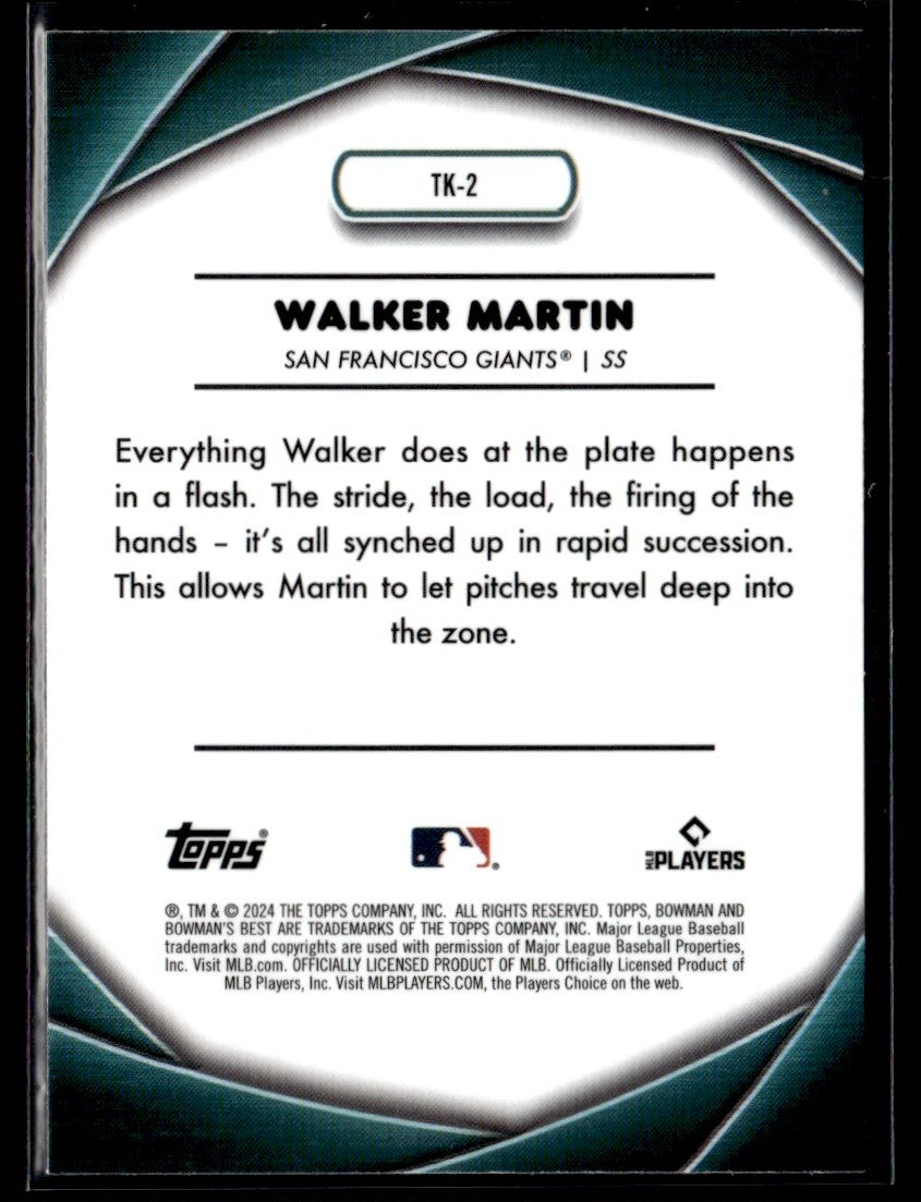 Walker Martin 2024 Bowman's Best Shots by the Kid #TK-2 San Francisco Giants