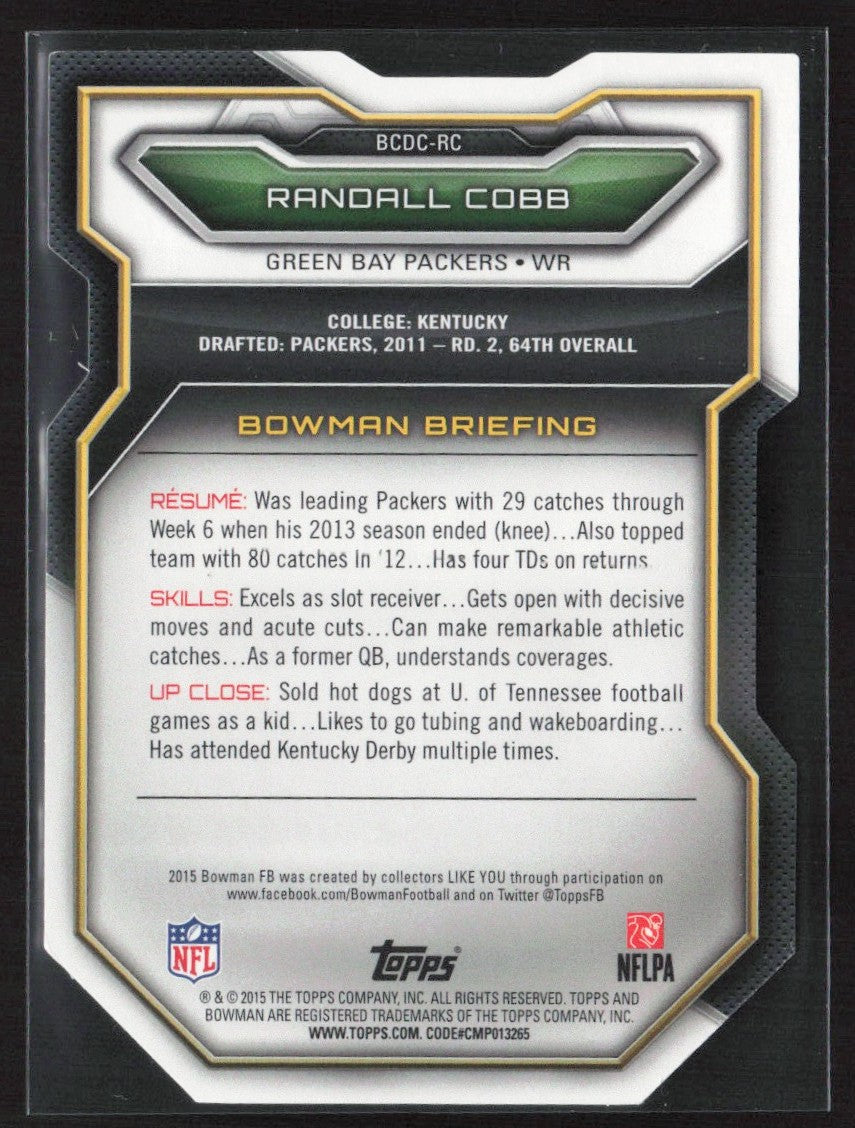 Randall Cobb 2015 Bowman Die Cut #BCDC-RC Green Bay Packers