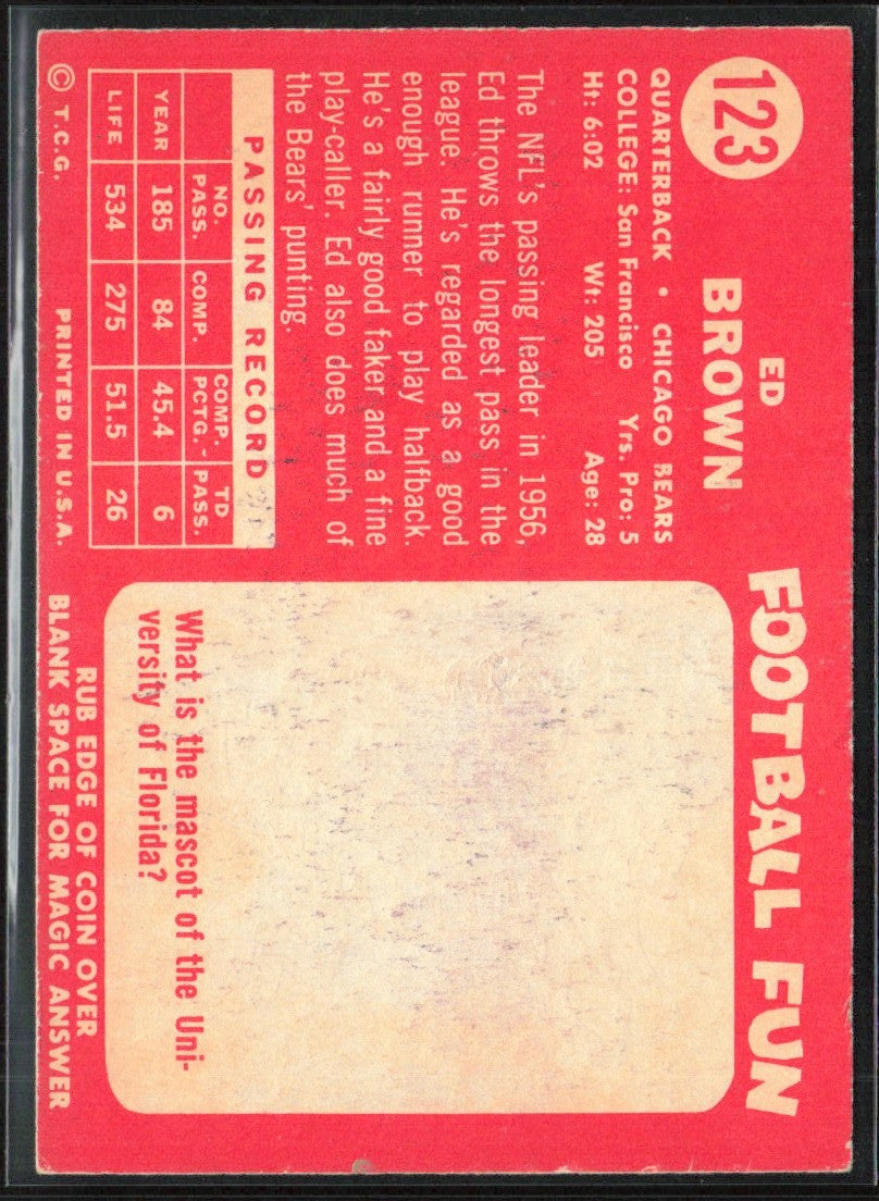 Ed Brown 1958 Topps #123 Chicago Bears