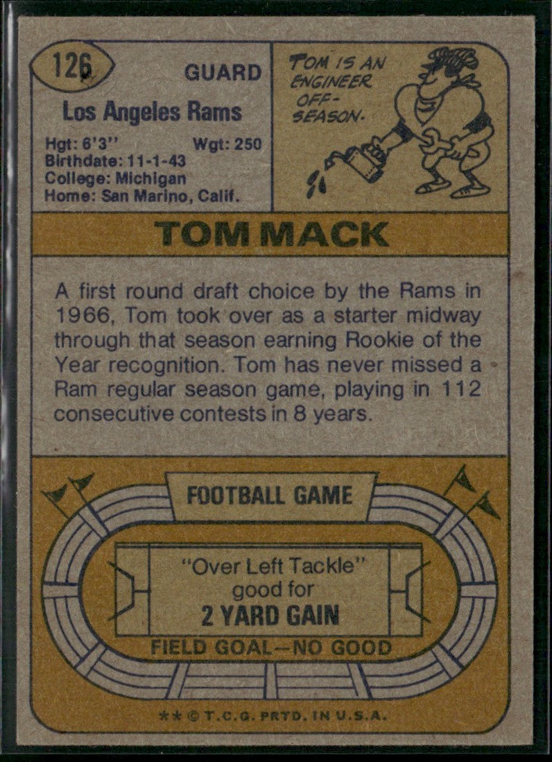 Tom Mack 1974 Topps #126 Los Angeles Rams