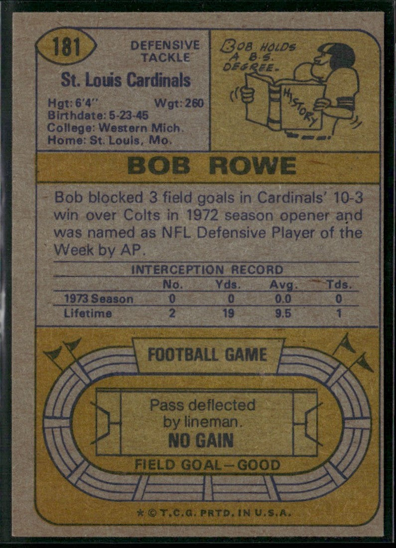 Bob Rowe 1974 Topps #181 St. Louis Cardinals