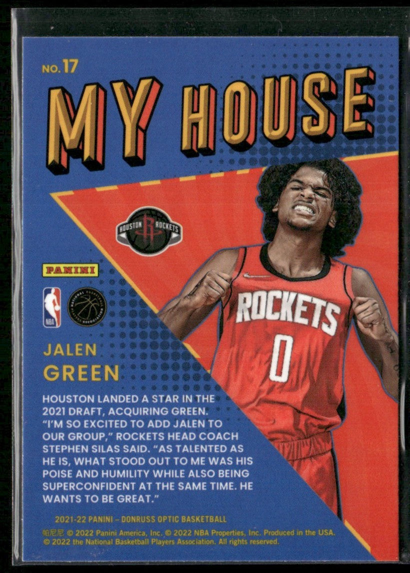 Jalen Green 2022 Donruss Optic My House RC #17 Houston Rockets