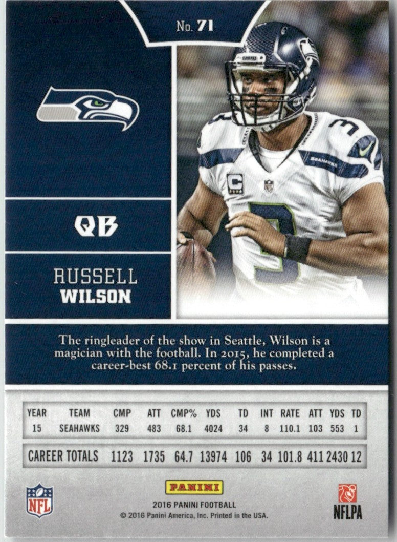 Russell Wilson 2016 Panini #71 Seattle Seahawks