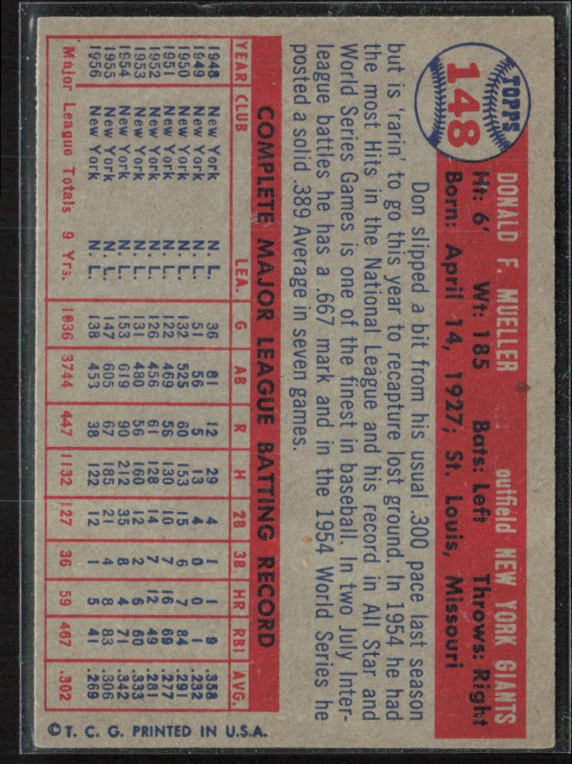 Don Mueller 1957 Topps #148 New York Giants