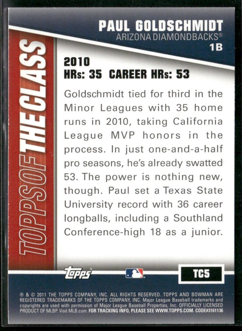 Paul Goldschmidt 2011 Bowman Topps of the Class #TC5 Arizona Diamondbacks