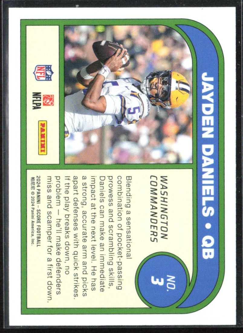Jayden Daniels 2024 Panini Score Protential RC #3 Washington Commanders