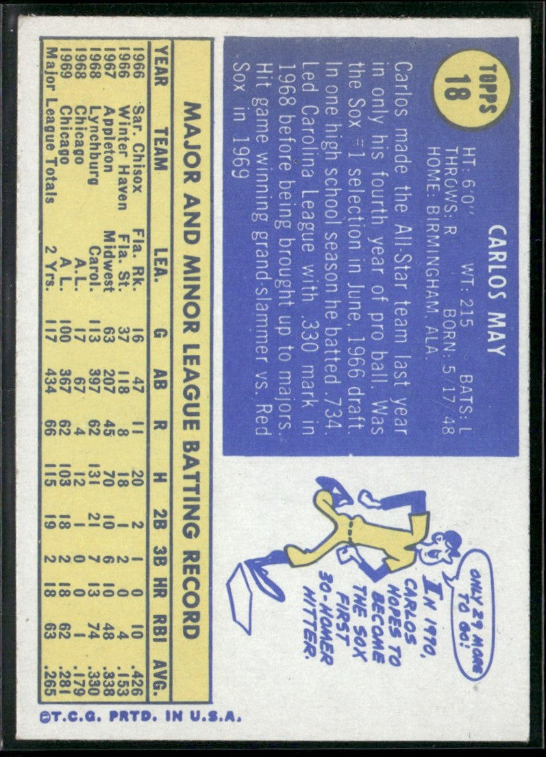 Carlos May 1970 Topps #18 Chicago White Sox
