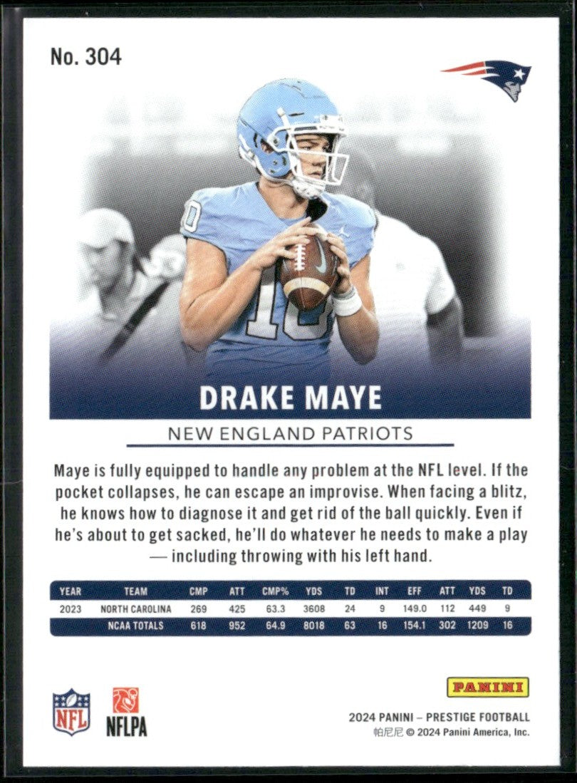 Drake Maye 2024 Panini Prestige RC #304 New England Patriots