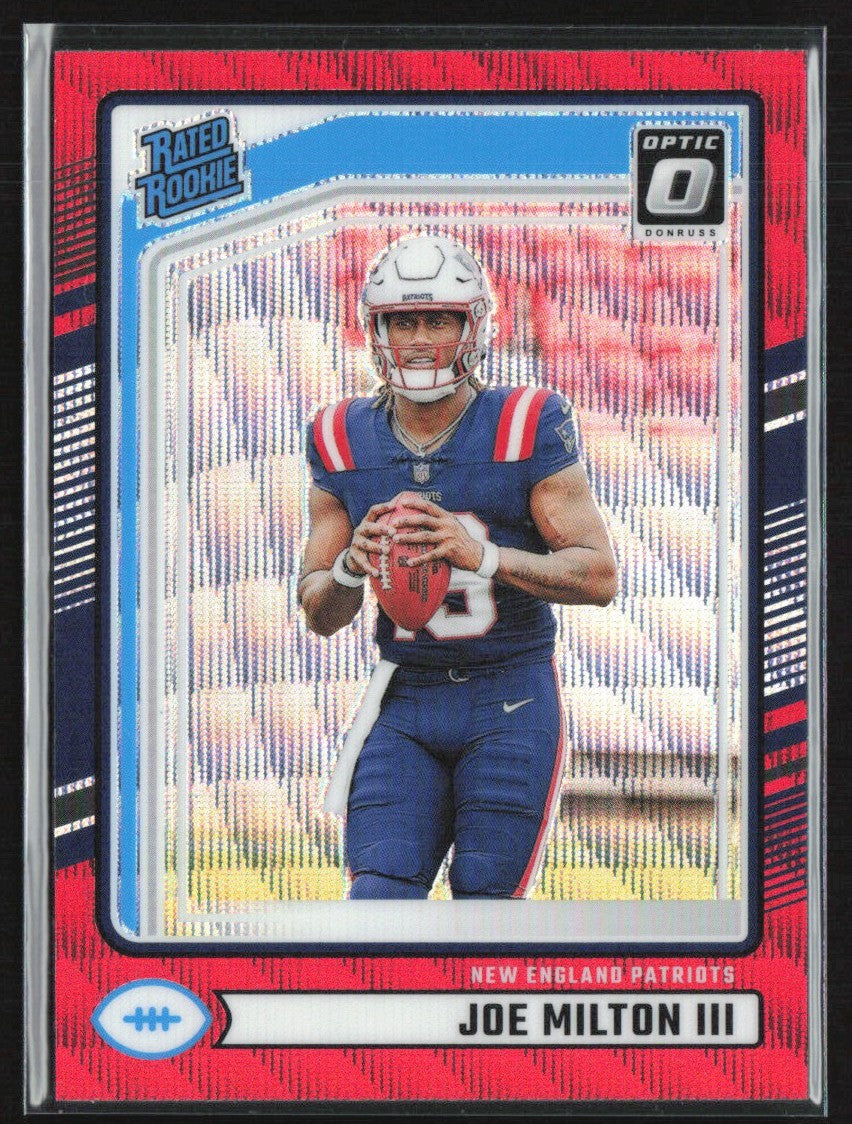 Joe Milton III 2024 Donruss Optic Preview Red Wave RC #319 New England Patriots