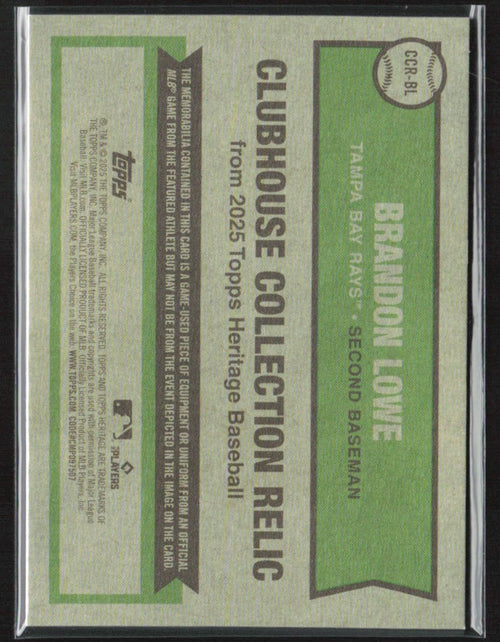 Brandon Lowe 2025 Topps Heritage Clubhouse Collection Jersey #CCR-BL