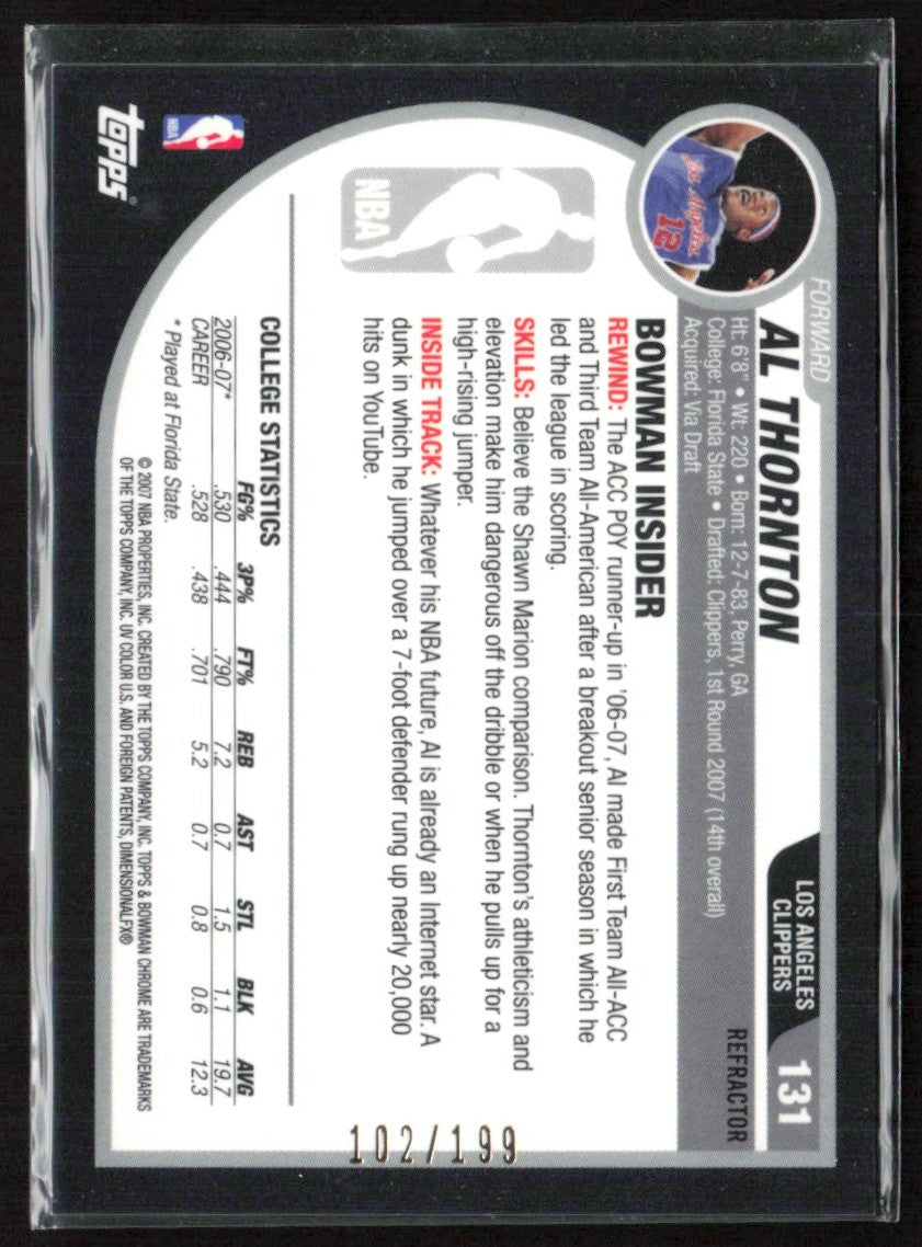 Al Thornton 2007 Bowman Chrome Black Refractor RC /199 #131 Los Angeles Clippers