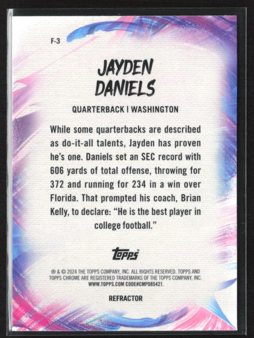 Jayden Daniels 2024 Topps Chrome Finesse Refractor RC #F-3 Washington Commanders