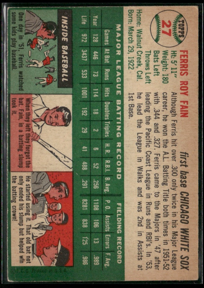 Ferris Fain 1954 Topps #27 Chicago White Sox