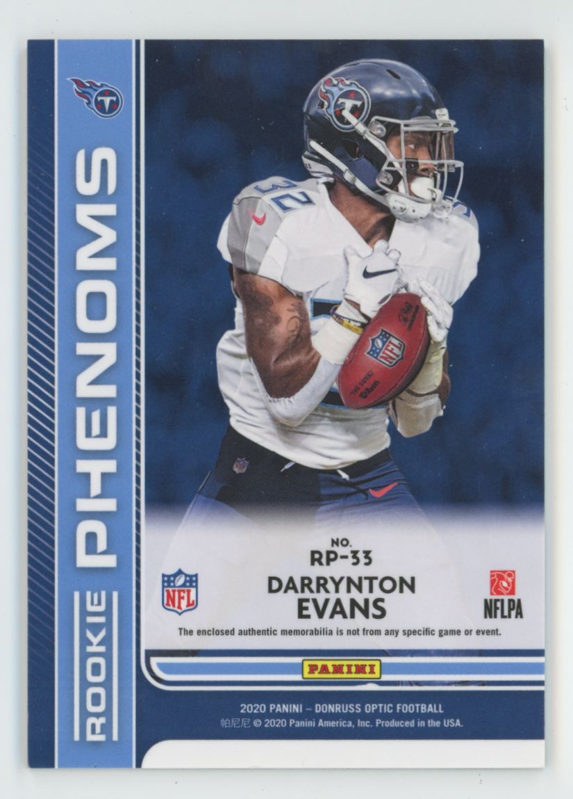 Darrynton Evans 2020 Donruss Optic Rookie Phenoms RC Jersey #RP-33