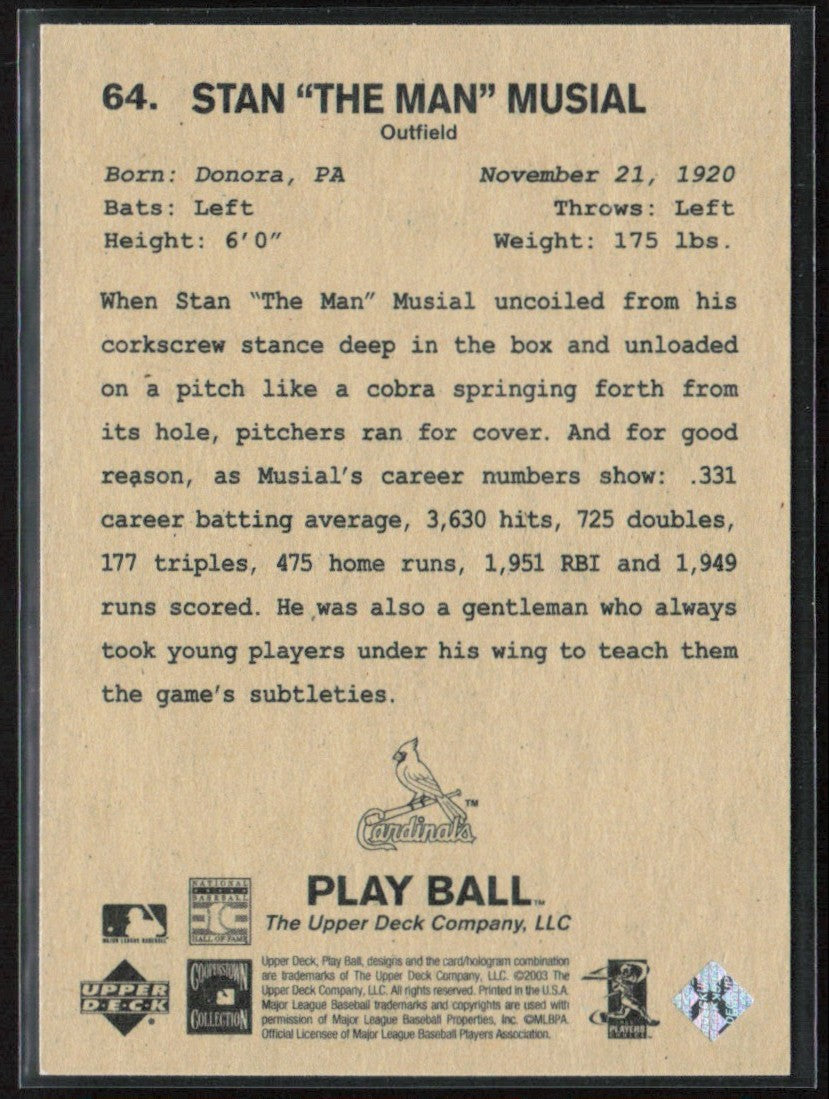 Stan Musial 2003 Upper Deck Play Ball #64 St. Louis Cardinals