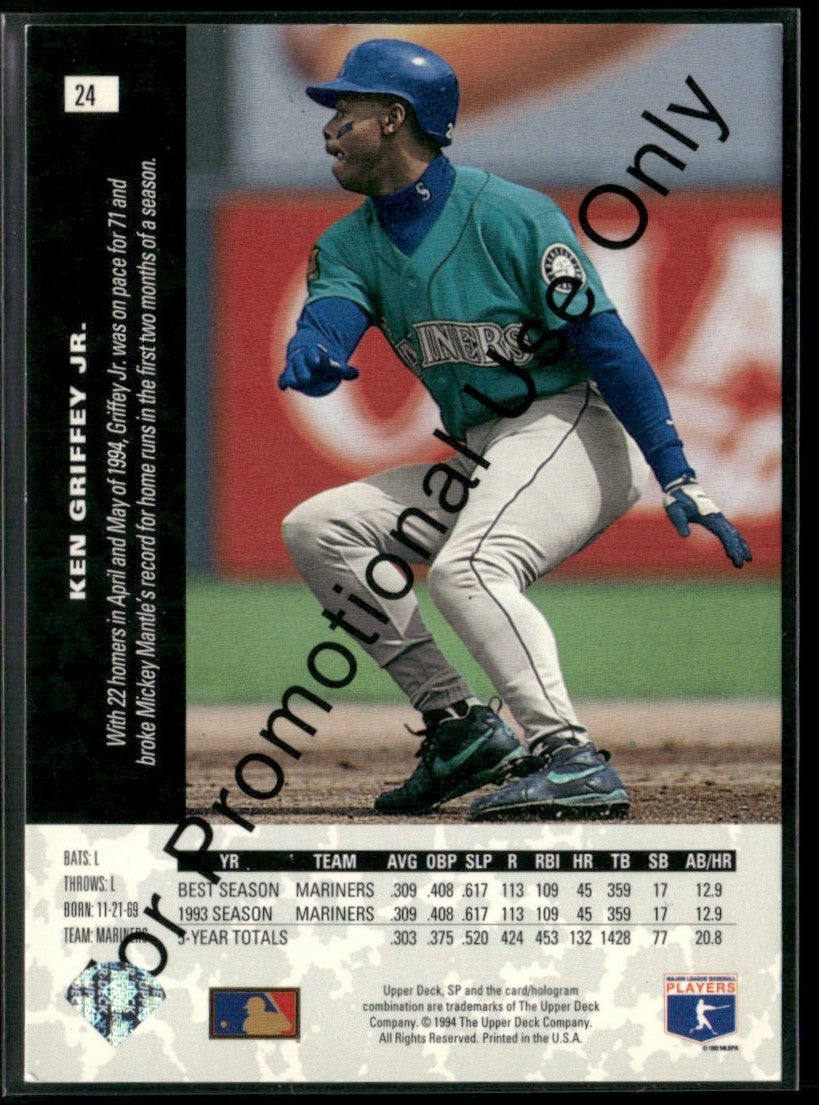 Ken Griffey Jr. 1994 Upper Deck SP Promo #24 Seattle Mariners