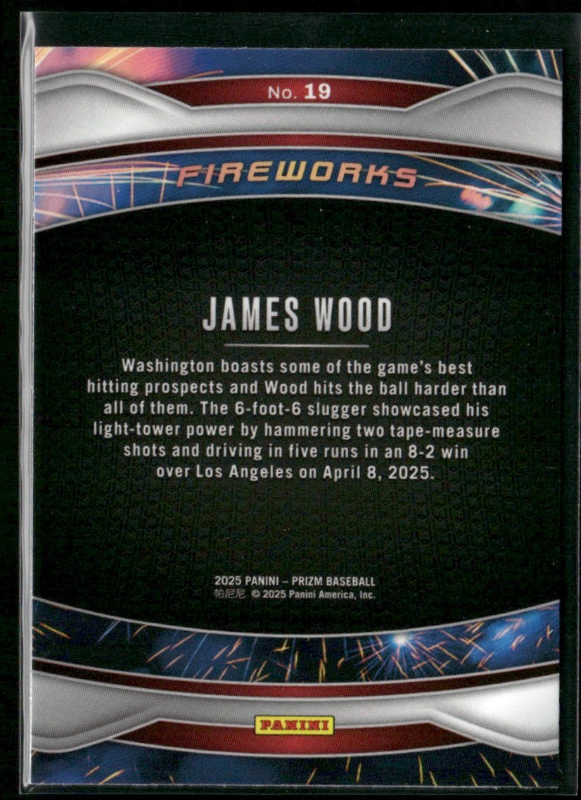 James Wood 2025 Panini Prizm Fireworks #19 Washington Nationals