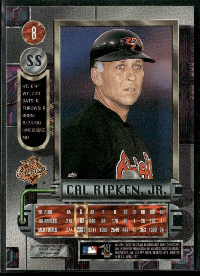 Cal Ripken Jr. 1997 SkyBox Metal Universe #8 Baltimore Orioles